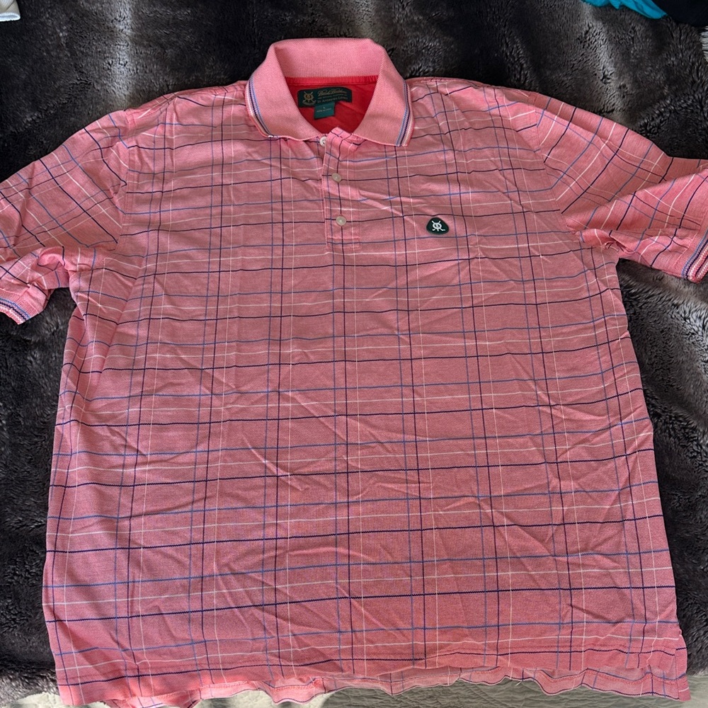 Brooks Brothers Pink and Blue Checkered Polo Shirt